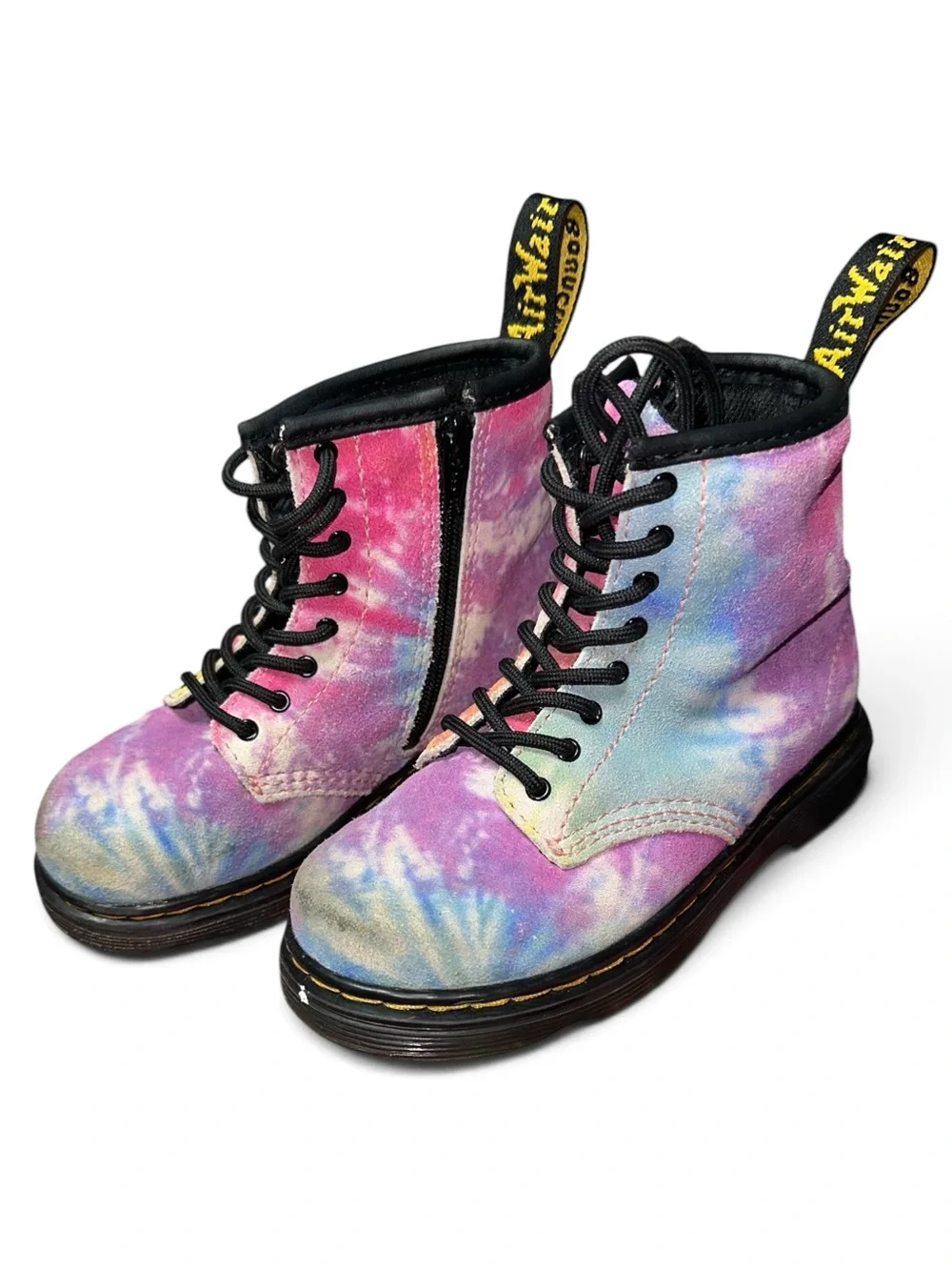 Dr. Martens Little Kids' 1460 Suede Tie-Dye Lace-Up Boots with Zipper Sides